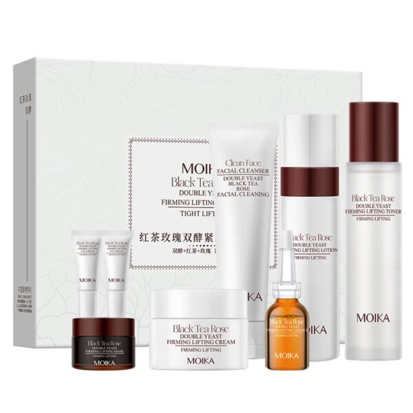MOIKA In Stock Wholesale Natural Black Tea Rose Skin Care Kit Gift Set Moisturize Anti Aging Skincare Products OEM/ OD0M