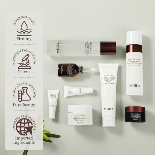 MOIKA In Stock Wholesale Natural Black Tea Rose Skin Care Kit Gift Set Moisturize Anti Aging Skincare Products OEM/ OD0M - Image 2
