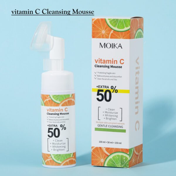 MOIKA OEM Natural Organic Vc Foam Face Wash Anti Aging Whitening Deep Cleansing Oil Control Vitamin Milk Foaming Facial Cleanser - Image 4