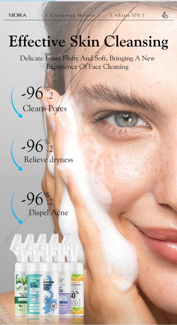 MOIKA OEM Natural Organic Vc Foam Face Wash Anti Aging Whitening Deep Cleansing Oil Control Vitamin Milk Foaming Facial Cleanser - Image 6