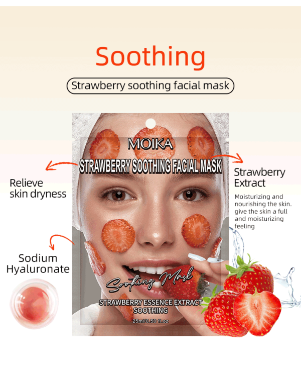 Moika OEM Hydration Strawberries soothing Mask with vitamin skin care private label silk sheet mask oem factory - Image 2
