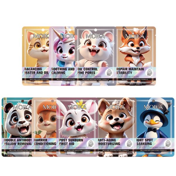 9 Types Animal Panda Face Mask Sheet Skin Care Whitening Moisturizing Anti-aging MOIKA 25ml Repairing Facial Mask