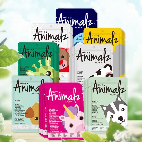 Moika Character Sheet Masks | Animal Spa Mask -For All Skin Types, (Pack Of 8) | Birthday Party Gift For Her
