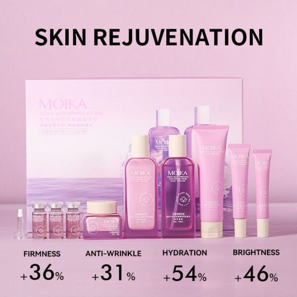 MOIKA Customized Facial Beauty Anti-Aging Anti-Wrinkle Essence Whitening Firming Cream Peony Flower Skin care set